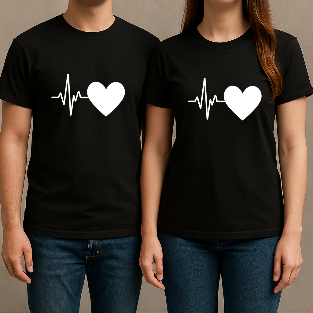 Set 2 tricouri pentru cuplu "Heart Beat"