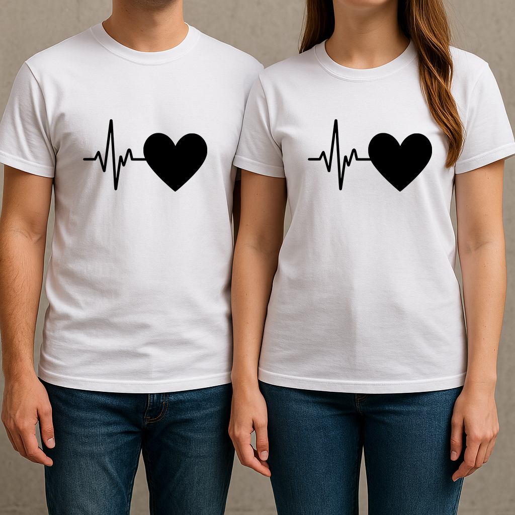 Set 2 tricouri pentru cuplu "Heart Beat"
